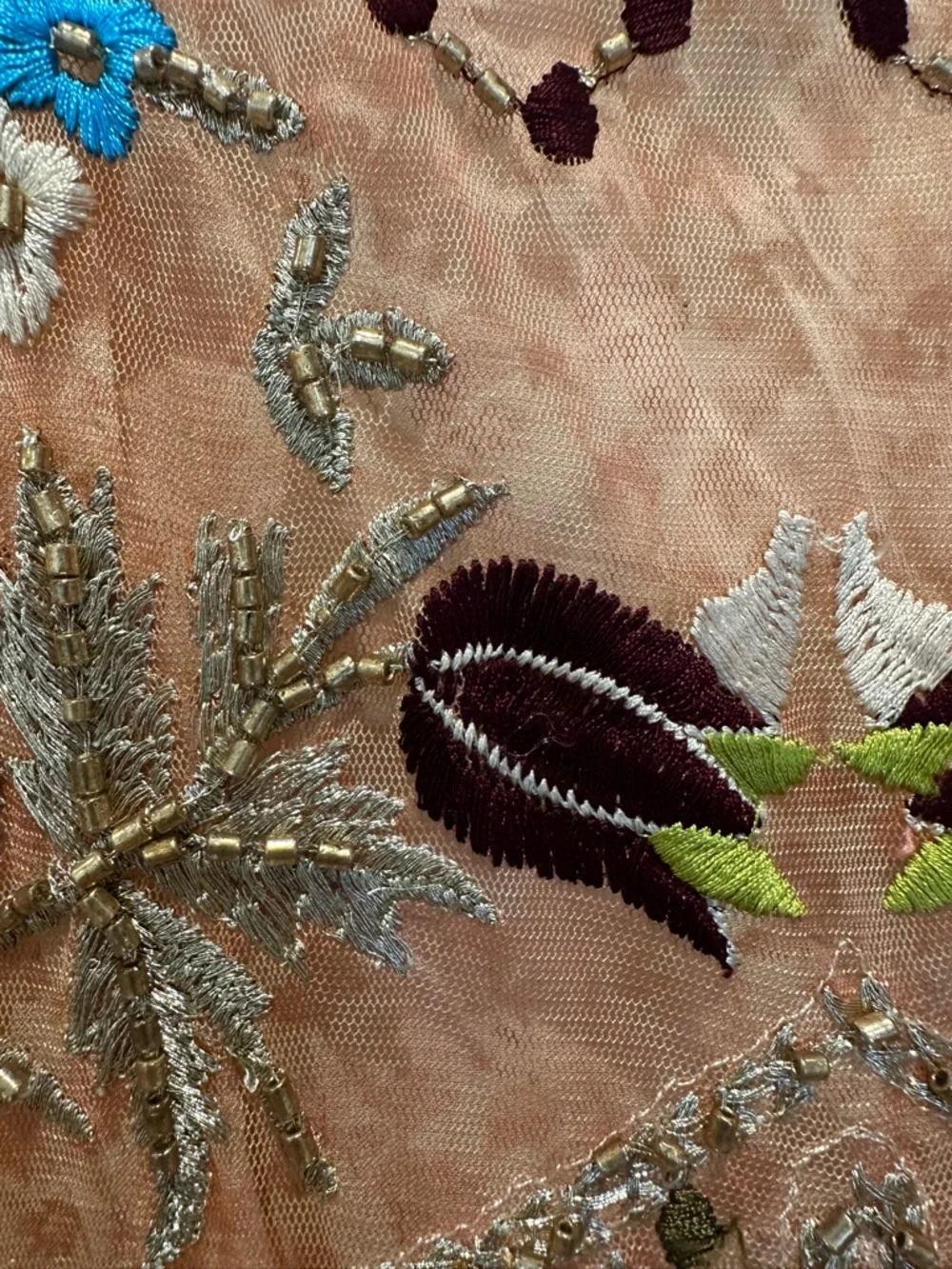 EXQUISITE Free People Peach Embroidered and beaded Maxi Dress - Picture 6 of 14